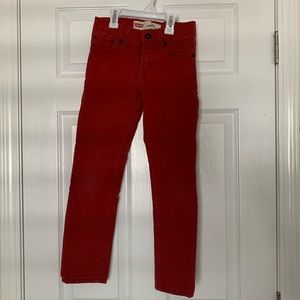 Red Levi’s 510 “Super Skinny” Jeans.